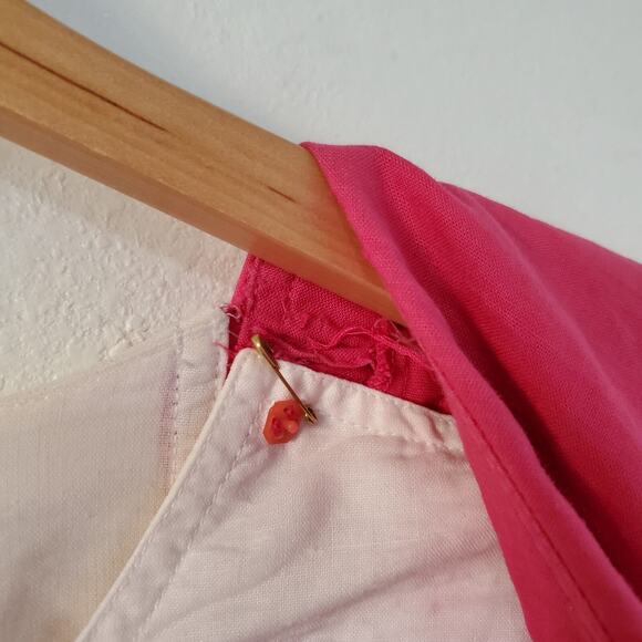 Vintage Nilani Womens 7/8 Dress Drop Waist Pink White 20s Inspired Dolman - Picture 11 of 16